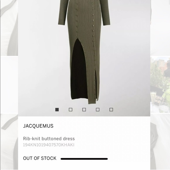 Jacquemus Rib-Knit Buttoned Dress In khaki. MESSAGE BEFORE BUYING - Picture 11 of 11